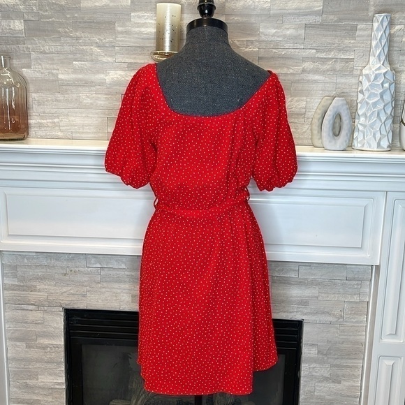 Monteau Red Polka Dot Puff Sleeve Dress - Picture 5 of 5